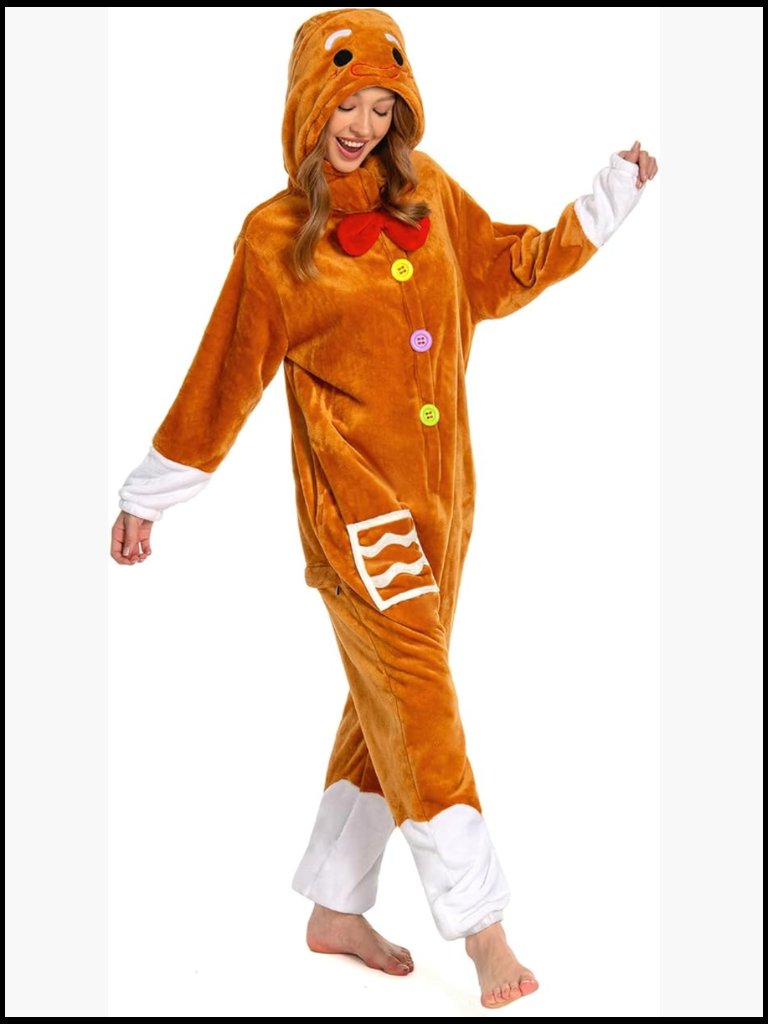Plush Santa Onesie Reindeer Gingerbread Snowman One-Piece Cosplay Pajamas